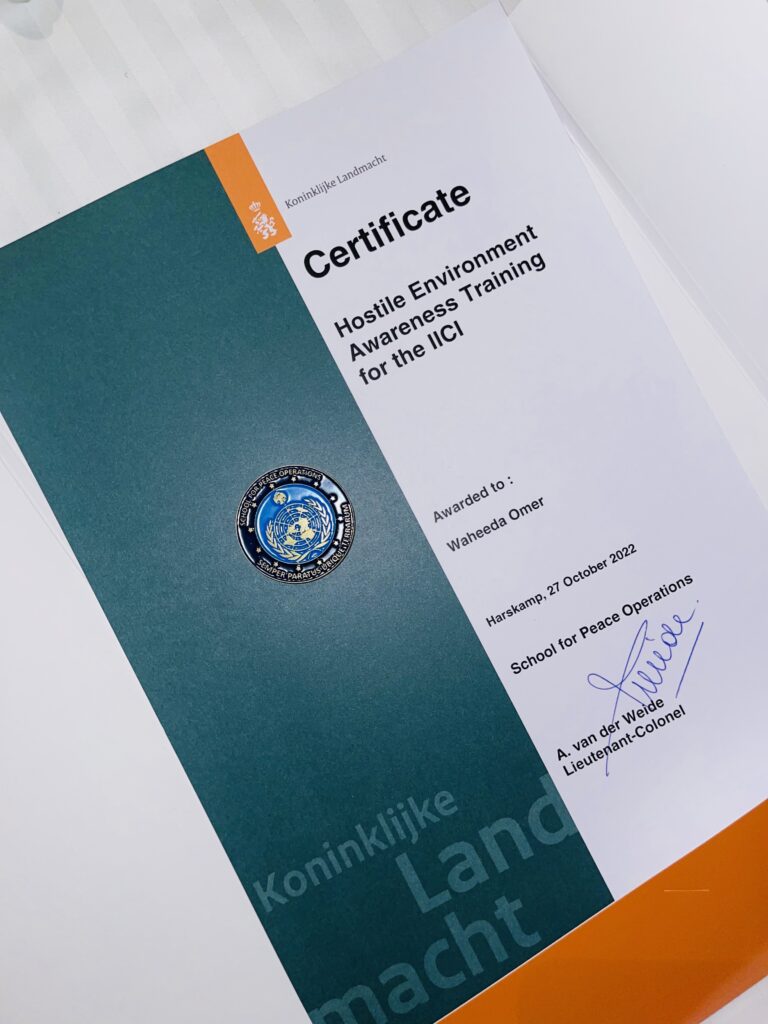 Ms. Waheeda Certificate