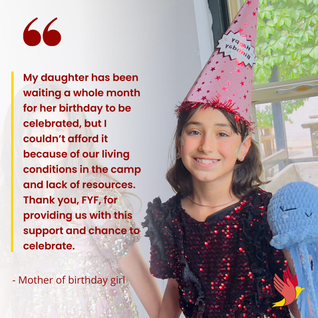 Birthday parties for displaced children who have survived genocide